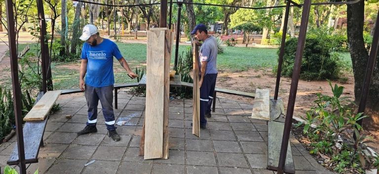 Trabajos de revitalización se realizaron en las plazas José Gaspar Rodríguez de Francia y Carmen de Lara Castro