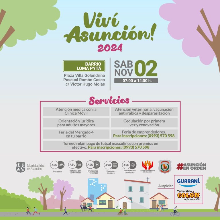 “Viví Asunción” tendrá lugar este sábado 2 de noviembre en el barrio Loma Pytã